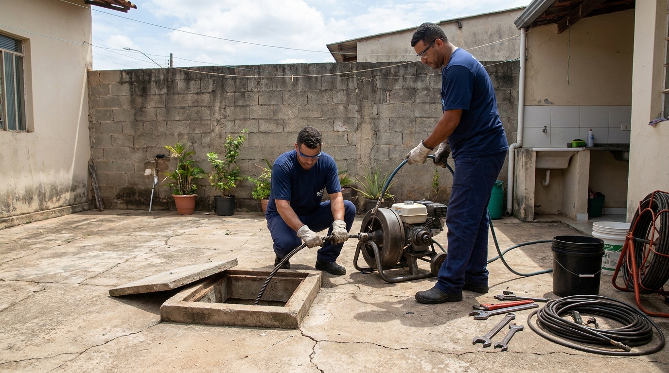 Desentupimento de esgoto residencial em Campos dos Goytacazes‑RJ