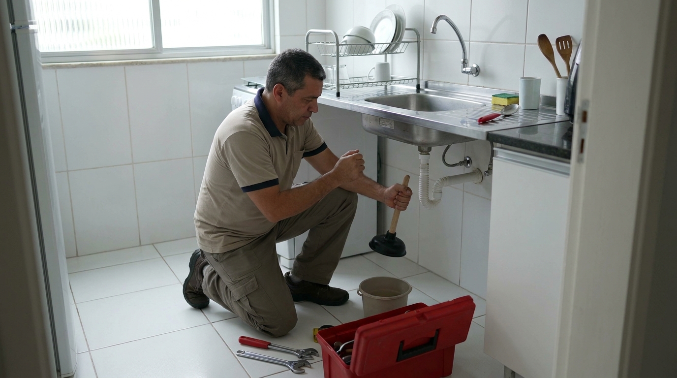Desentupimento de pia residencial em Campos dos Goytacazes‑RJ